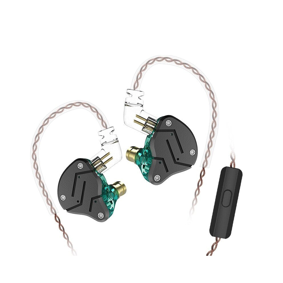 (Cyan, With-Microphone) Dynamic Balanced Armature Driver Earphone Noise Cancelling 3.5mm Wire Headphone