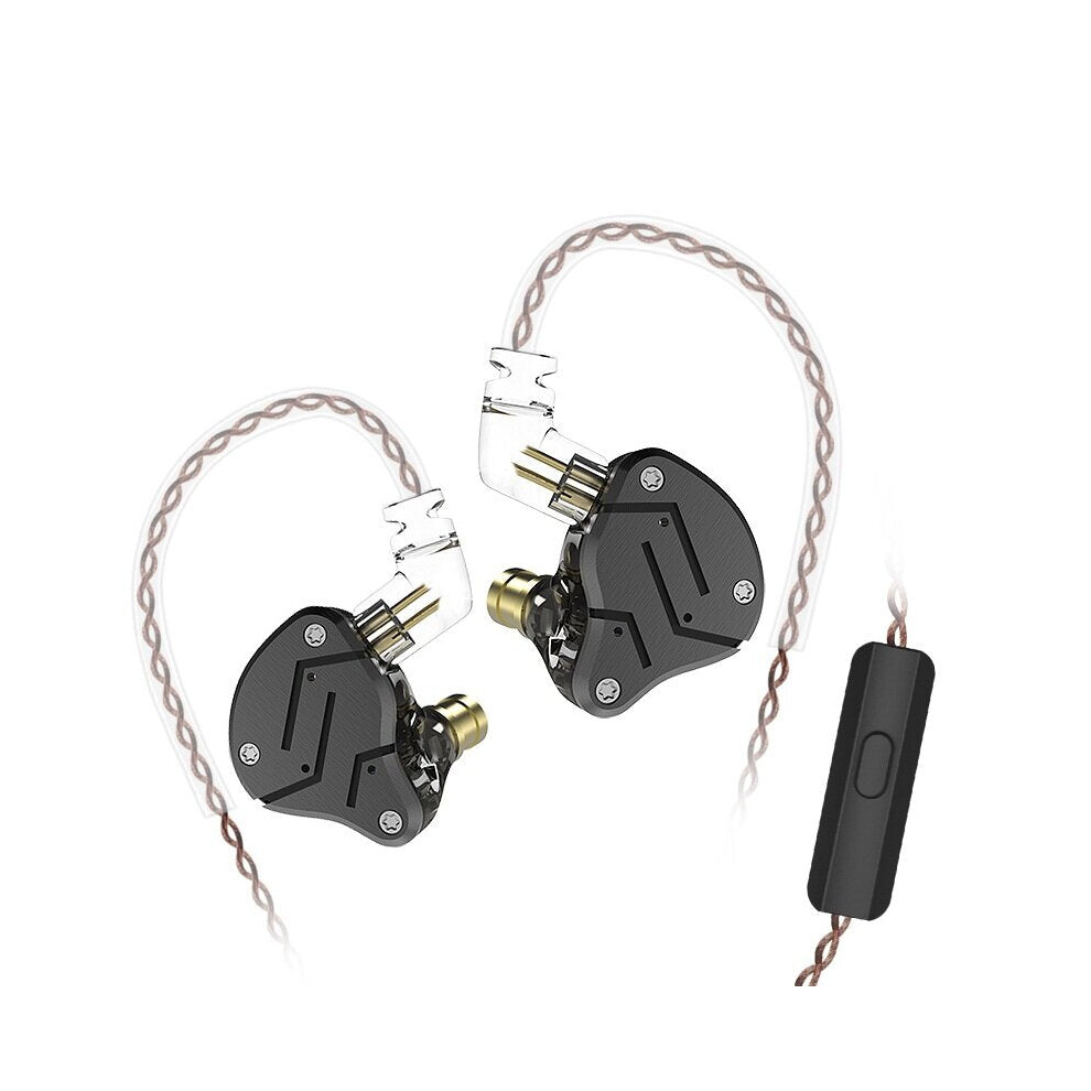 (Black, With-Microphone) Dynamic Balanced Armature Driver Earphone Noise Cancelling 3.5mm Wire Headphone