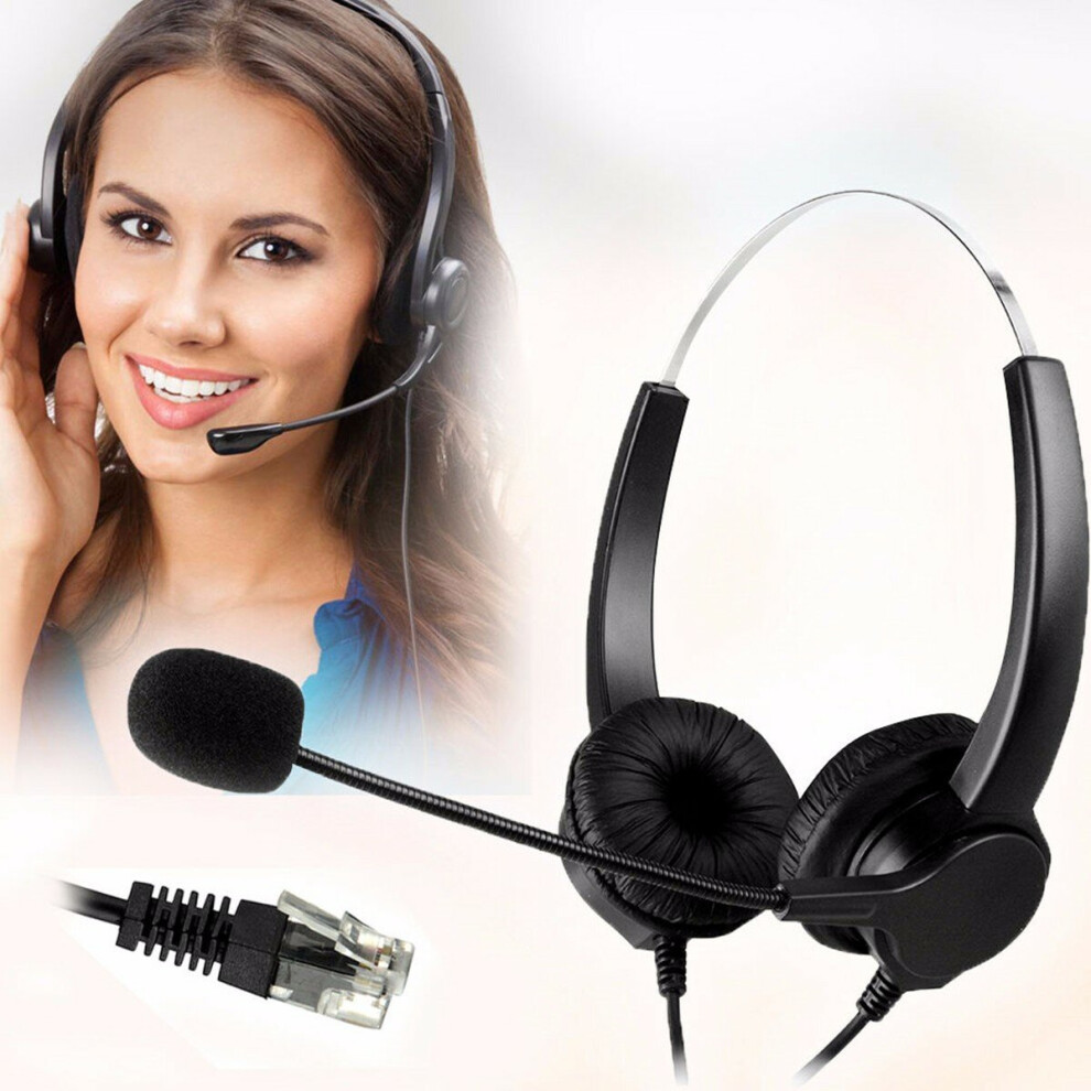 Hands-free Call Center Noise Cancelling Corded binaural Headset Headphone with Mic