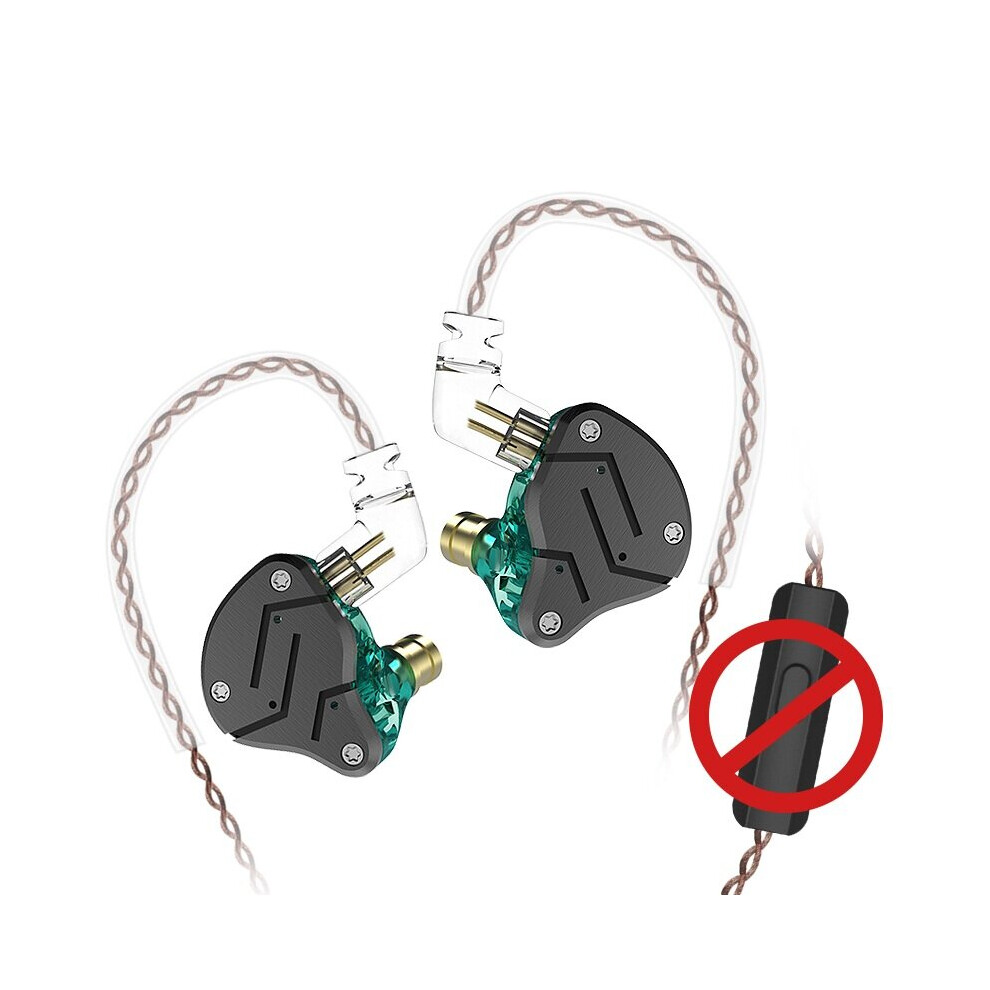 (Cyan, Without-Microphone) Dynamic Balanced Armature Driver Earphone Noise Cancelling 3.5mm Wire Headphone