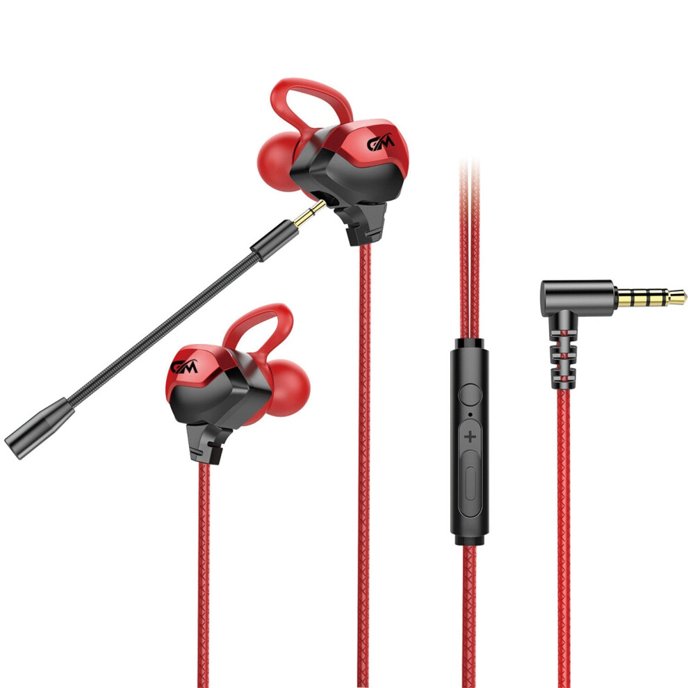 (Black & Red) Wired Earphone Stereo Noise Reduction Dynamic In-ear Earbuds 3.5mm Gaming Headset with Mic