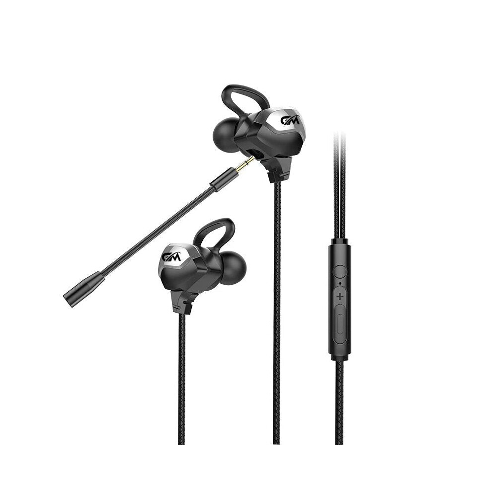 (Black) Wired In-ear Music Earphone Noise Reduction Gaming Earpiece with Mic Volume Control In-ear Gaming Headset