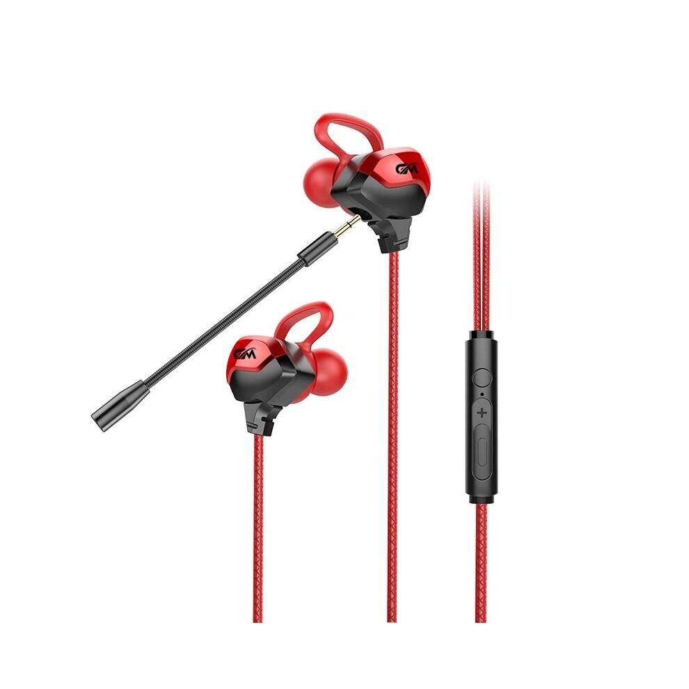 (Red) Wired In-ear Music Earphone Noise Reduction Gaming Earpiece with Mic Volume Control In-ear Gaming Headset