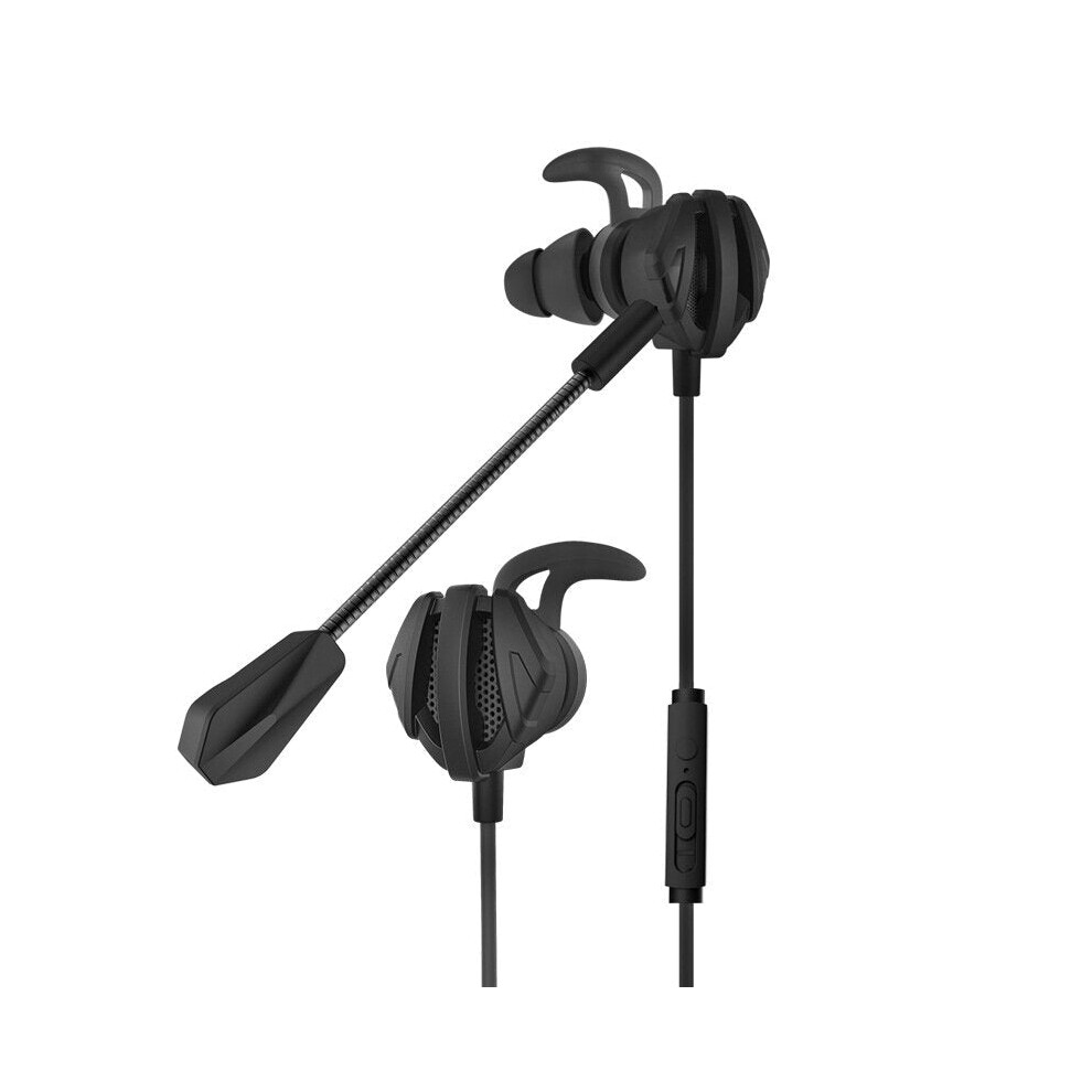 (Black) Noise Cancelling 3D Stereo In-ear Wired Control Earphone Headset Bass Gaming Earbuds with Dual mic for iPad huawei