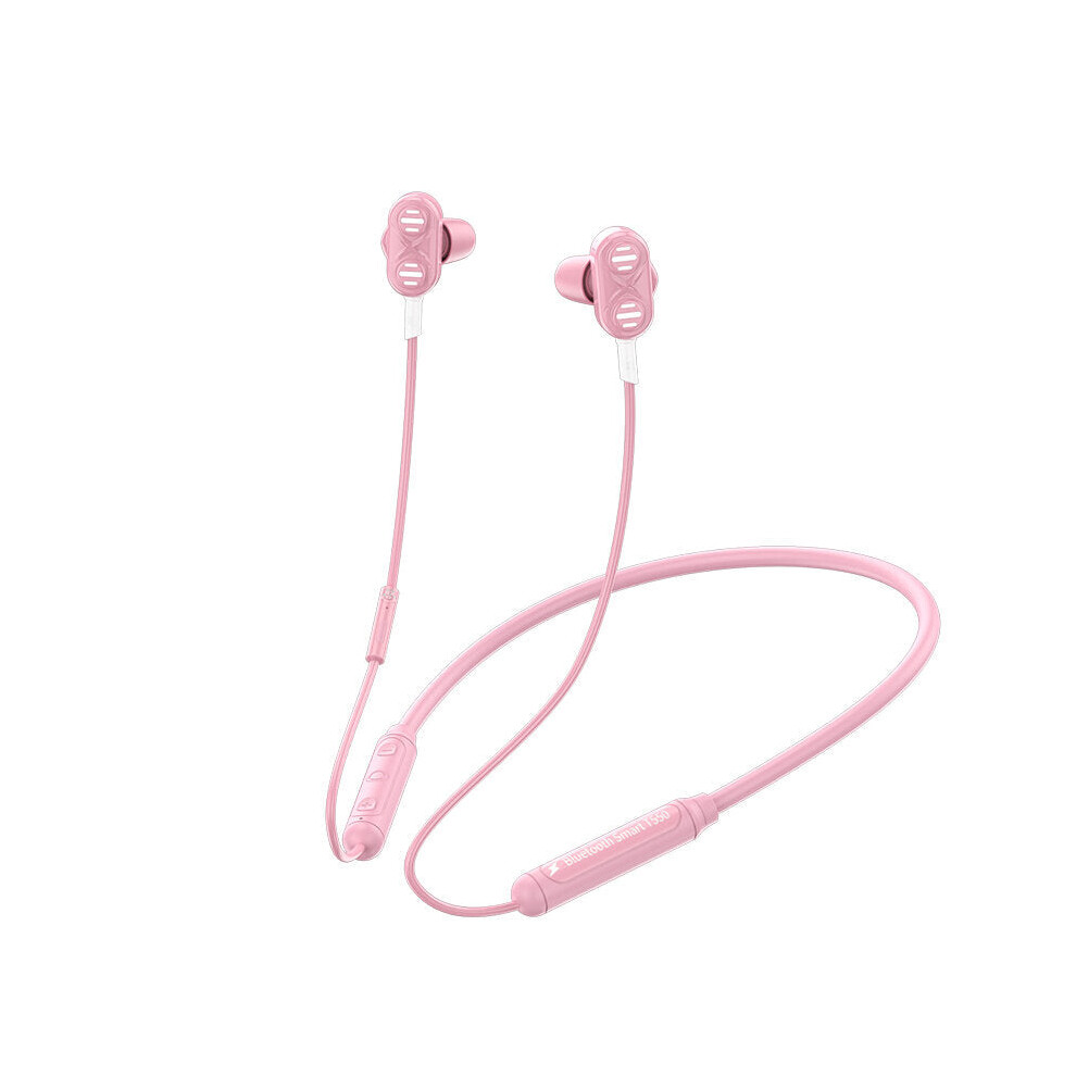 (Pink) Neck-Mounted K Song Bluetooth 5.0 Headset Wired Stereo Bass Headphones Waterproof Earphoens With Mic Pink 6112212289877