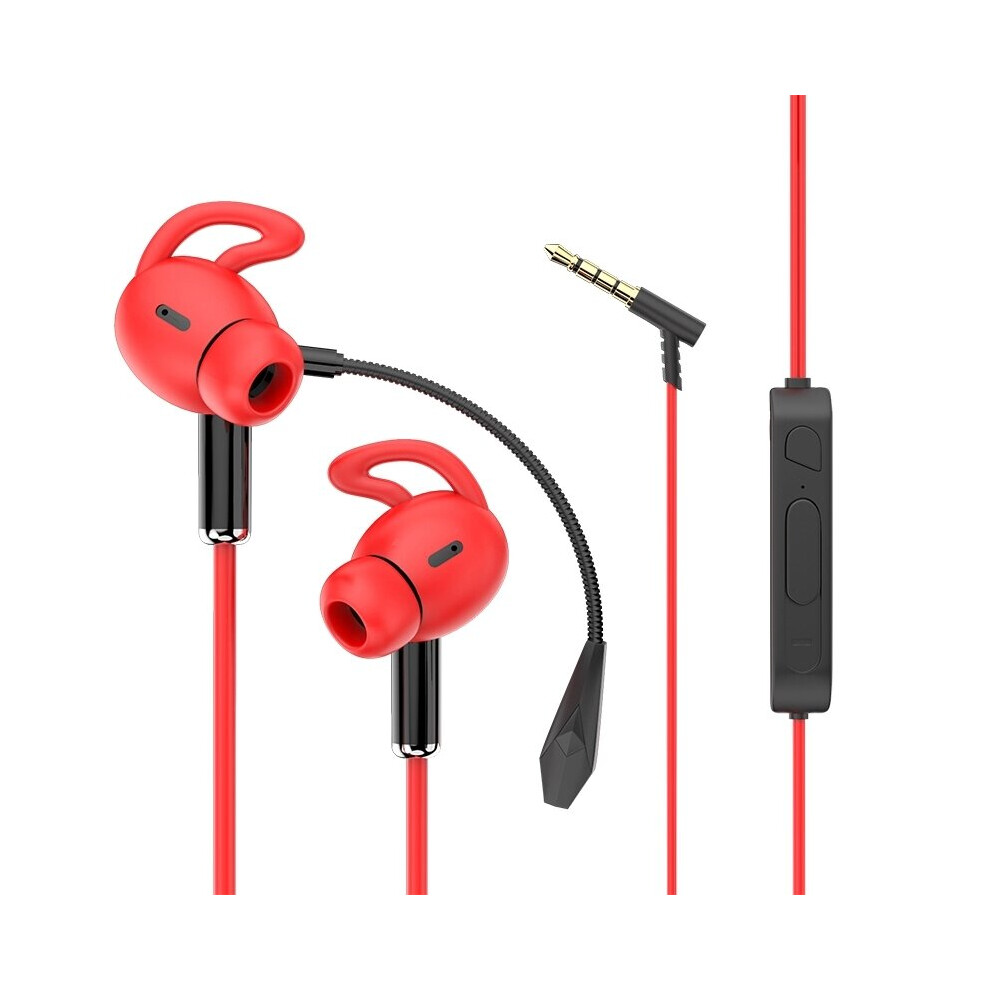 (Red) Jack In Ear 3.5Mm Gaming Headsets Earbuds Noise Cancelling Earphones With Dual Mic Red 6112212287873