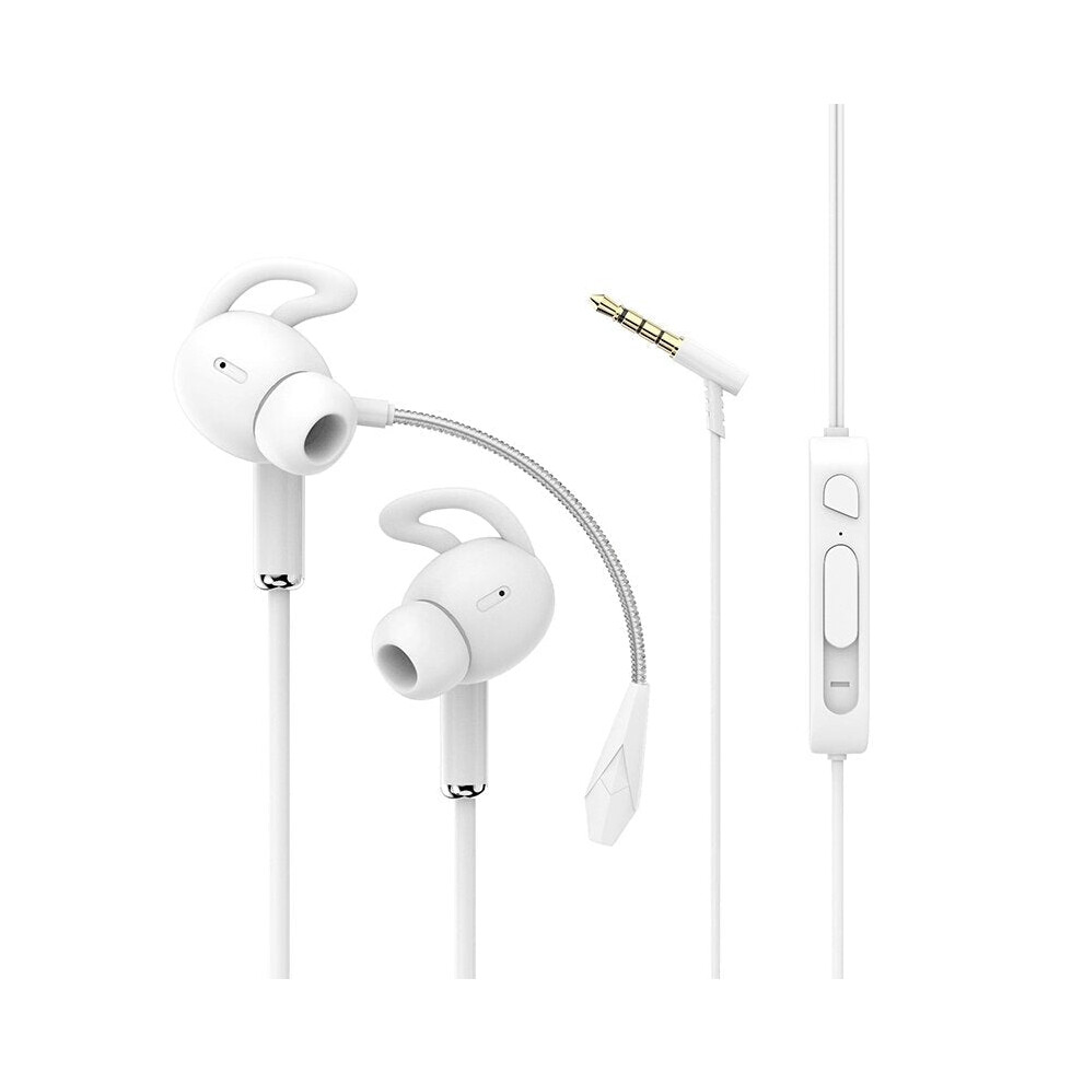 (White) Jack in Ear 3.5mm Gaming Headsets Earbuds Noise Cancelling Earphones with Dual Mic