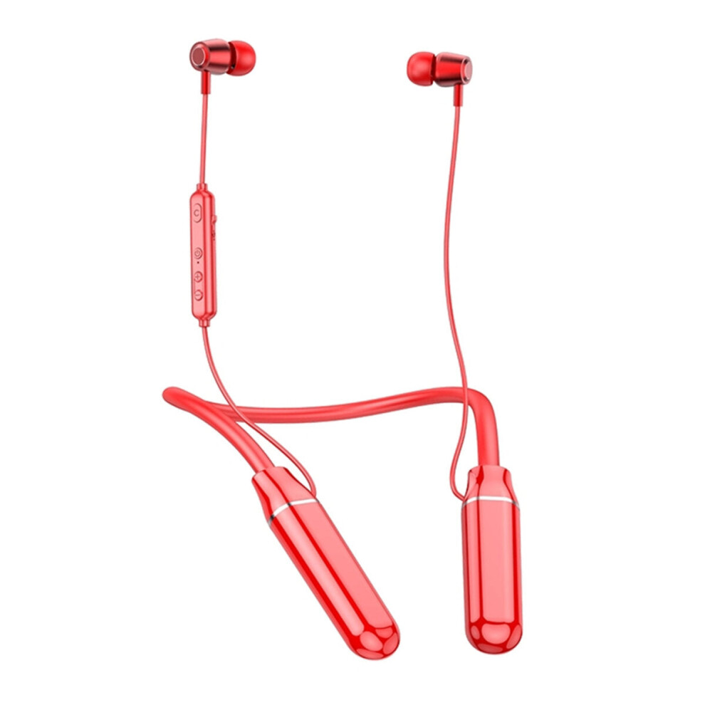 (Red) Neckband Bluetooth 5.0 Sports Stereo Noise Reduction Headsets 100 Hours Play Long Standby Battery Life Earphones