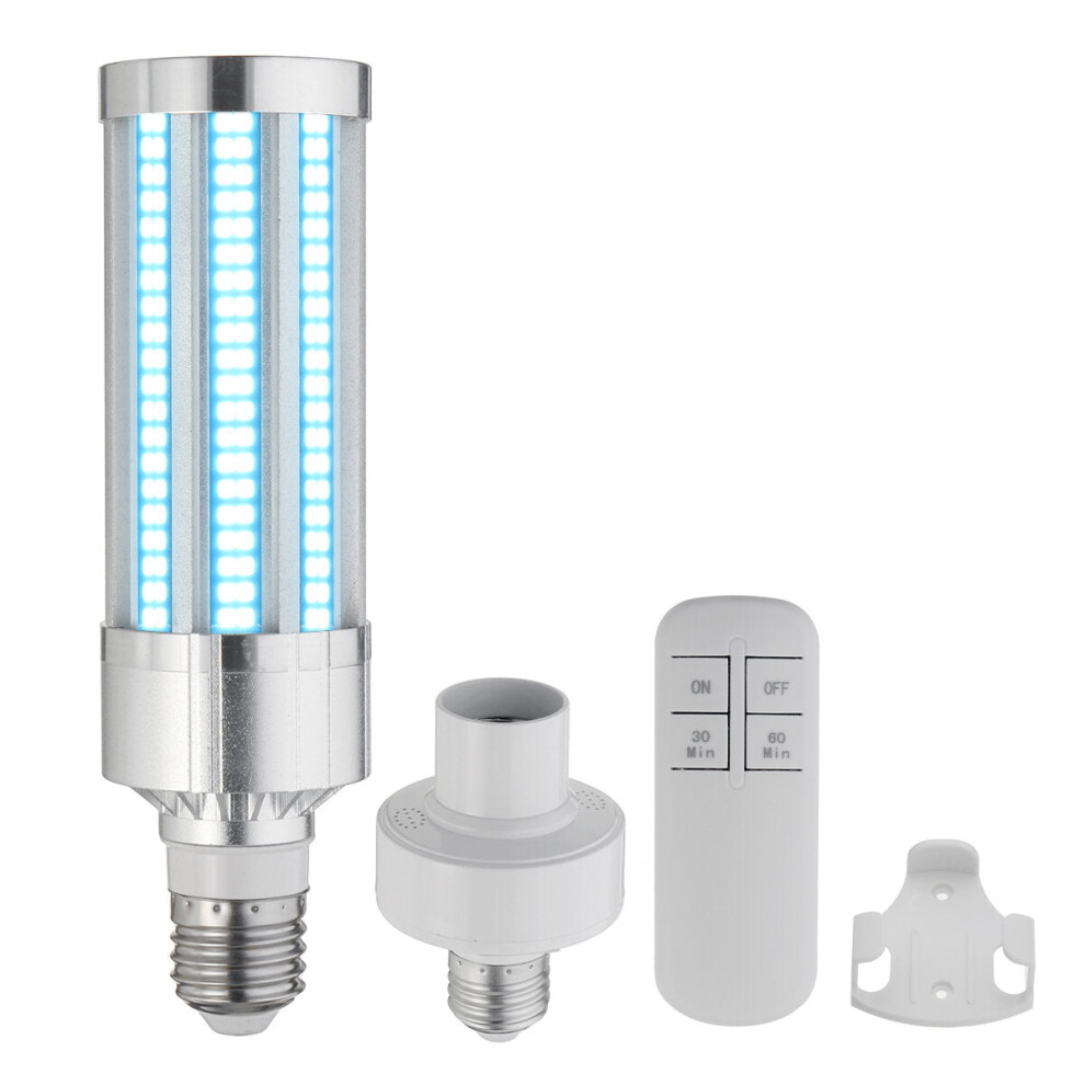 (110V, With Remote) 60W UV Lamp UVC E27 LED Bulb Household Ozone Disinfection Light + Remote Control Sterilizer Lamp