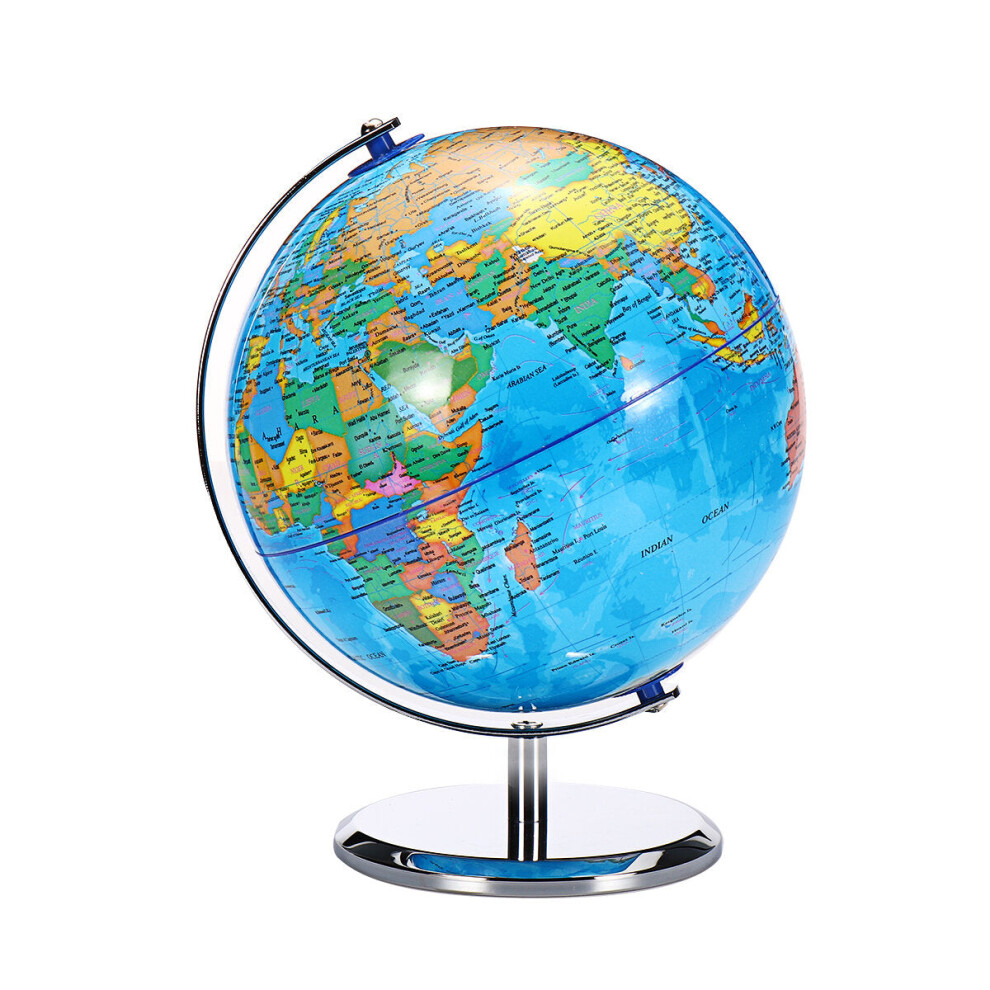 (Without LED) 8inch Stand Rotating World Globe Map Kids Toy School Student Educational Gift