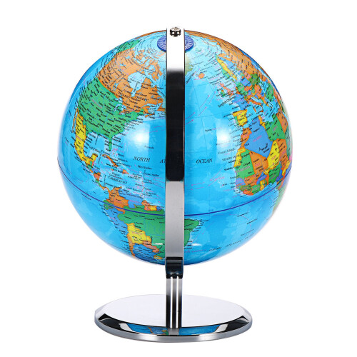 (LED Version) 8inch Stand Rotating World Globe Map Kids Toy School Student Educational Gift 2