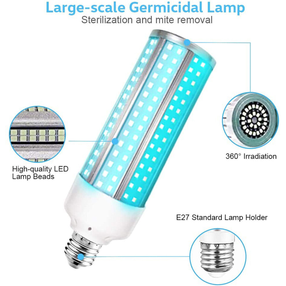 (80W) 40W 80W UV Germicidal Lamp UVC E27 LED Bulb Household Ozone Disinfection Light With 1.7M Lampholder Switch