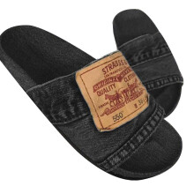 (Black, 40) Women's Stylish Denim Slides Handmade Denim Slip-on Slippers Of Recycled Jeans Compatible