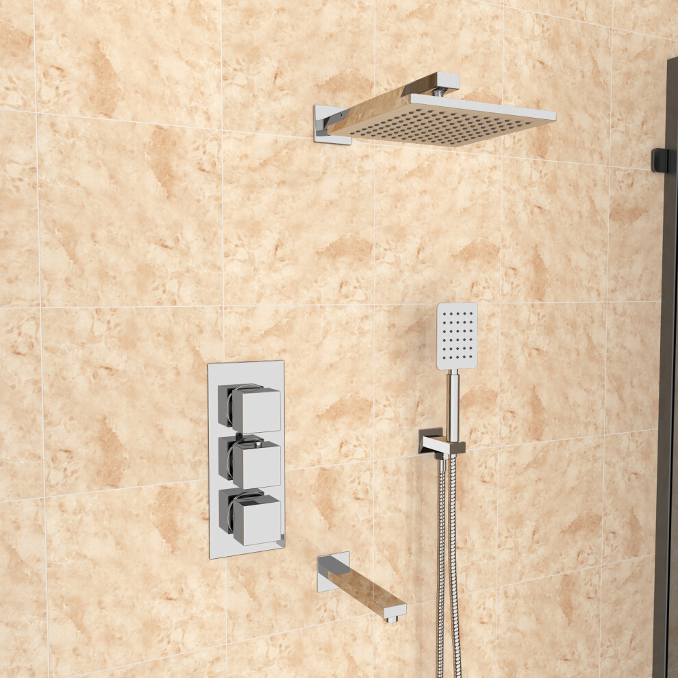 Nes Home 3 Way Concealed Shower Mixer Valve Spout, Shower Head, Handheld Set