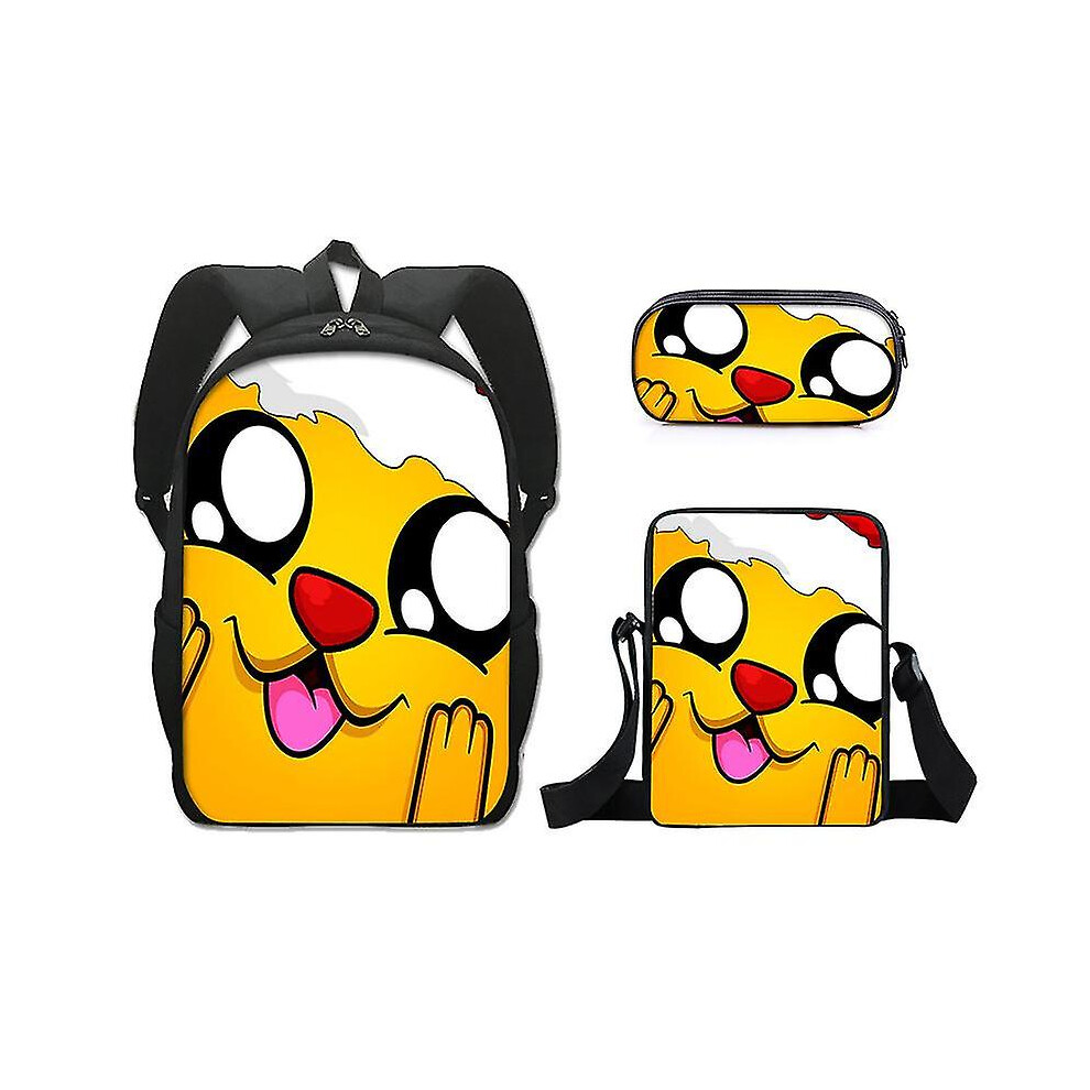 (20) Mikecrak Cartoon Large Capacity Backpack Polyester Single Layer Pencil Case Fashionable Simple Small Satchel Three-piece Set-image-OPC-PFKBKXT-NEW