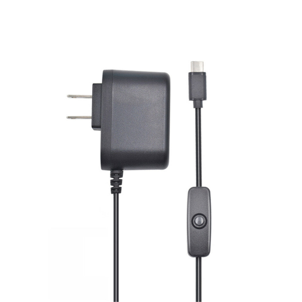 (EU Plug) 5V 3A Type-C US/EU Plug Power Charger Adapter With Switch For Raspberry Pi 4B