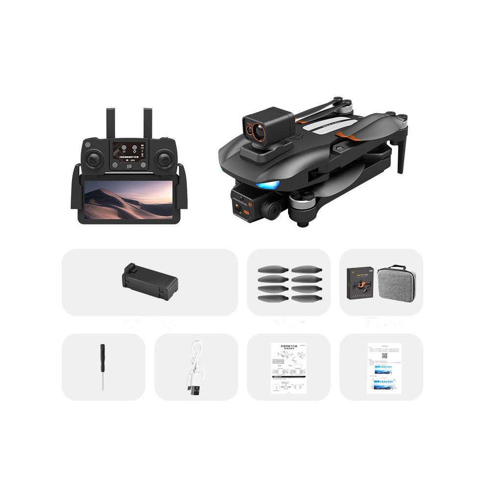 (Black, One Battery) 5G WiFi FPV with 8K HD Camera 360Obstacle Avoidance Brushless Foldable GPS RC Quadcopter RTF