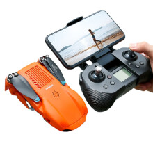 (Orange, Two Batteries) GPS 5G WiFi 3KM FPV with 6K HD ESC Dual Camera Optical Flow Positioning Brushless Foldable RC Drone Quadcopter RTF