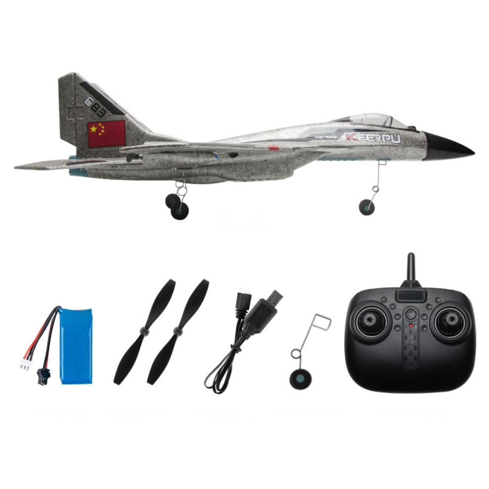 (Grey, Two Batteries) 490mm Wingspan 2.4GHz 2CH Auto Balance EPP RC Airplane Warbird Glider RTF With LED Night Light