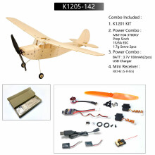 (K1205-142) 445mm Wingspan Balsa Wood Tainer Beginner RC Airplane Kit With Power Combo