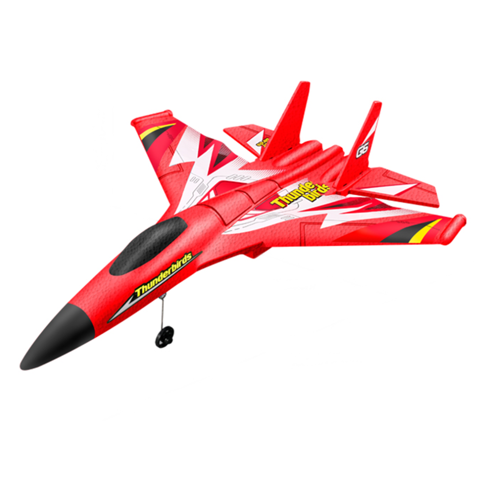 (Red, Two Batteries) 2.4GHz 2CH 260mm Wingspan EPP RC Airplane Glider Fighter RTF With LED Light for Beginner