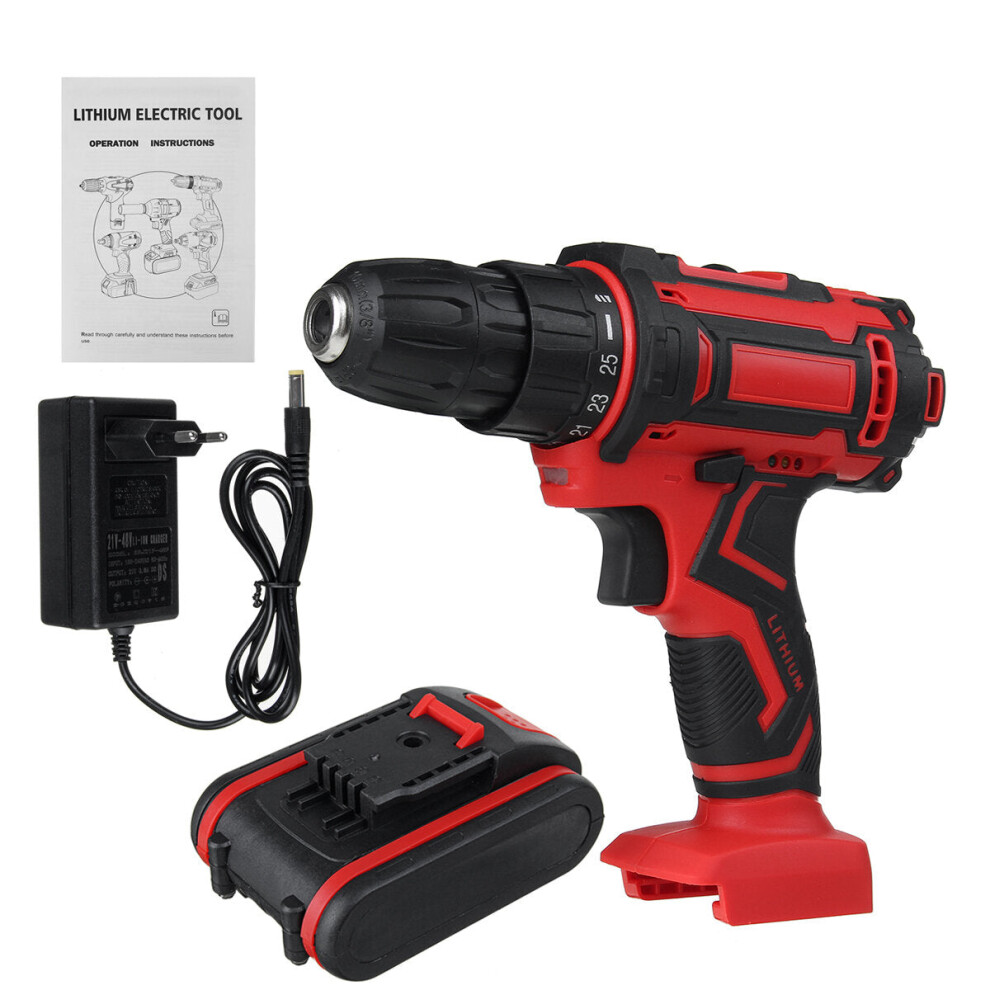 (One Battery, EU Plug) 6000mAh 48V Electric Drill 3 In 1 Electric Impact Power Drill