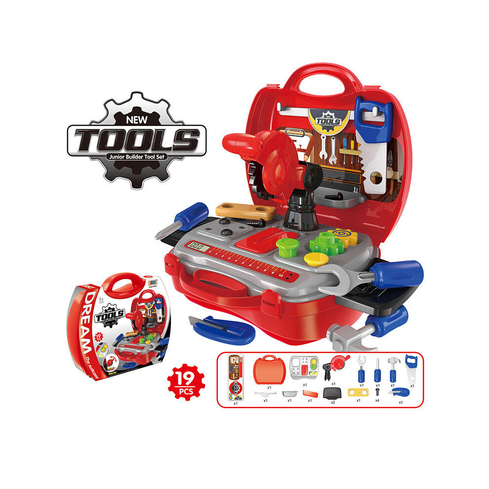 (Red) Children Simulation Kitchen Cook Tableware Dresser Cashier Tool Suitcase Doctor House Toys