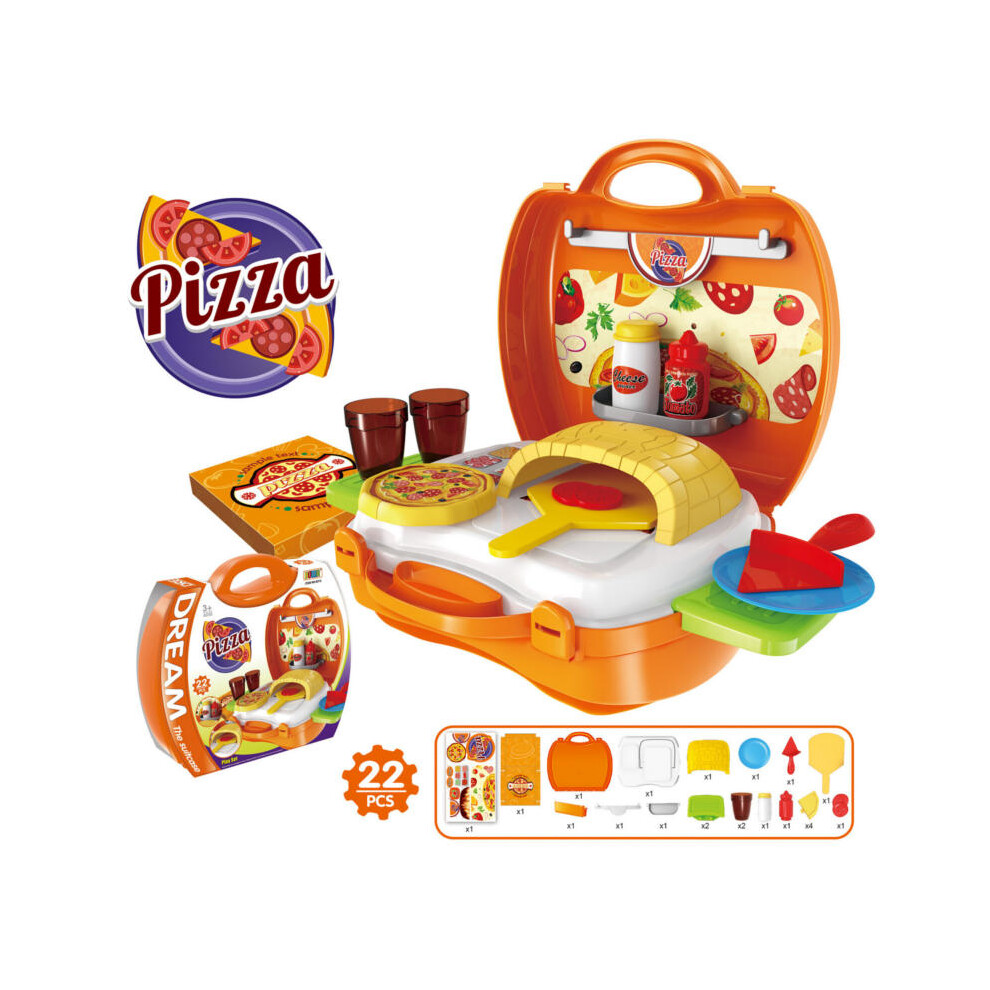 (Orange) Children Simulation Kitchen Cook Tableware Dresser Cashier Tool Suitcase Doctor House Toys