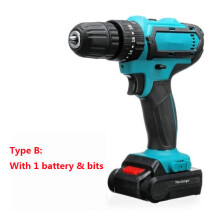 (1 Battery) 21V Cordless Electric Drill Rechargeable Screwdriver 2 Speed Woodworking Tool