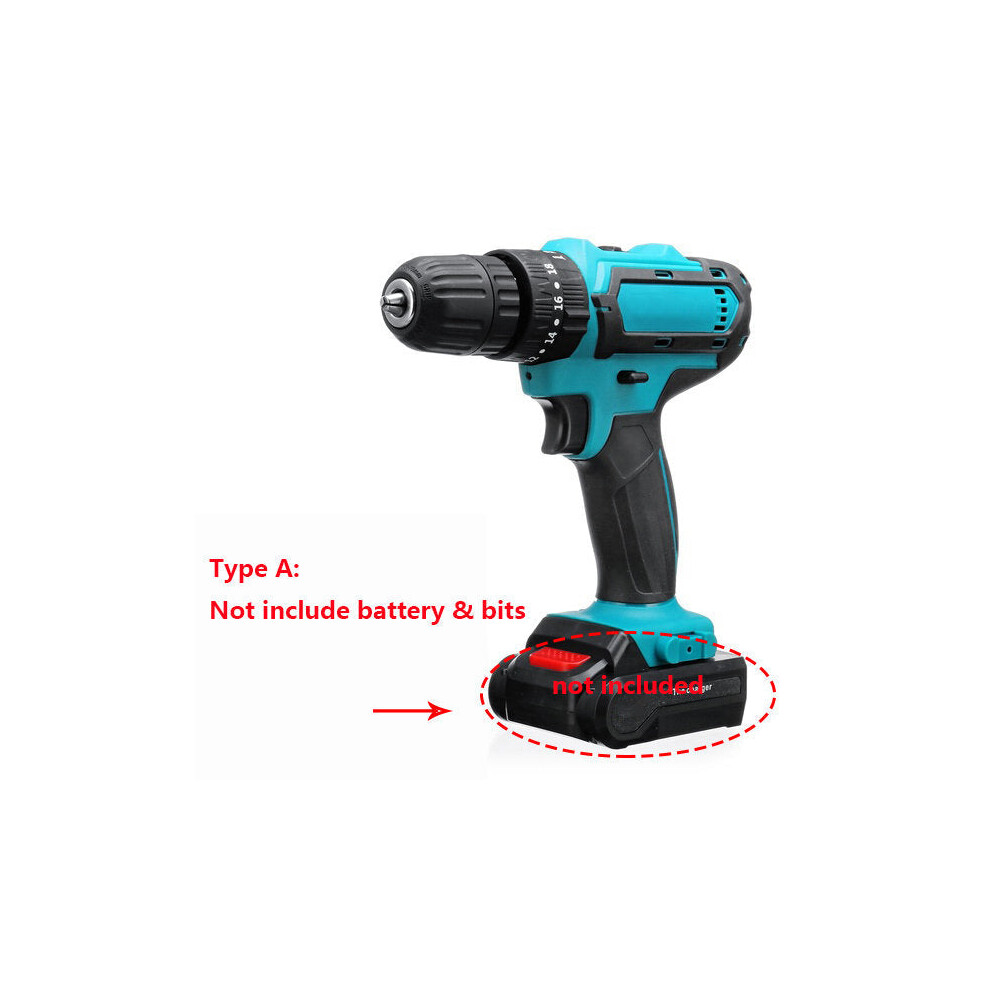 (Without Battery) 21V Cordless Electric Drill Rechargeable Screwdriver 2 Speed Woodworking Tool