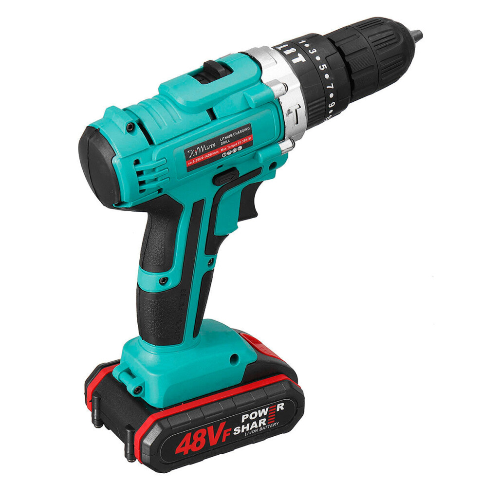 (One Battery, US Plug) 1200mAh 48VF Brushless Cordless Impact Drill Electric Impact Drill with Battery