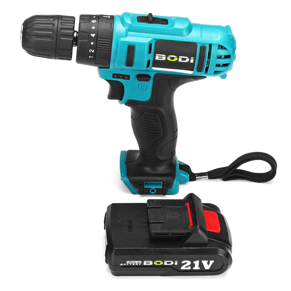 (One Battery) 21V 2-Speed Electric Cordless Power Drills Kit 3/8" Driver Screwdriver