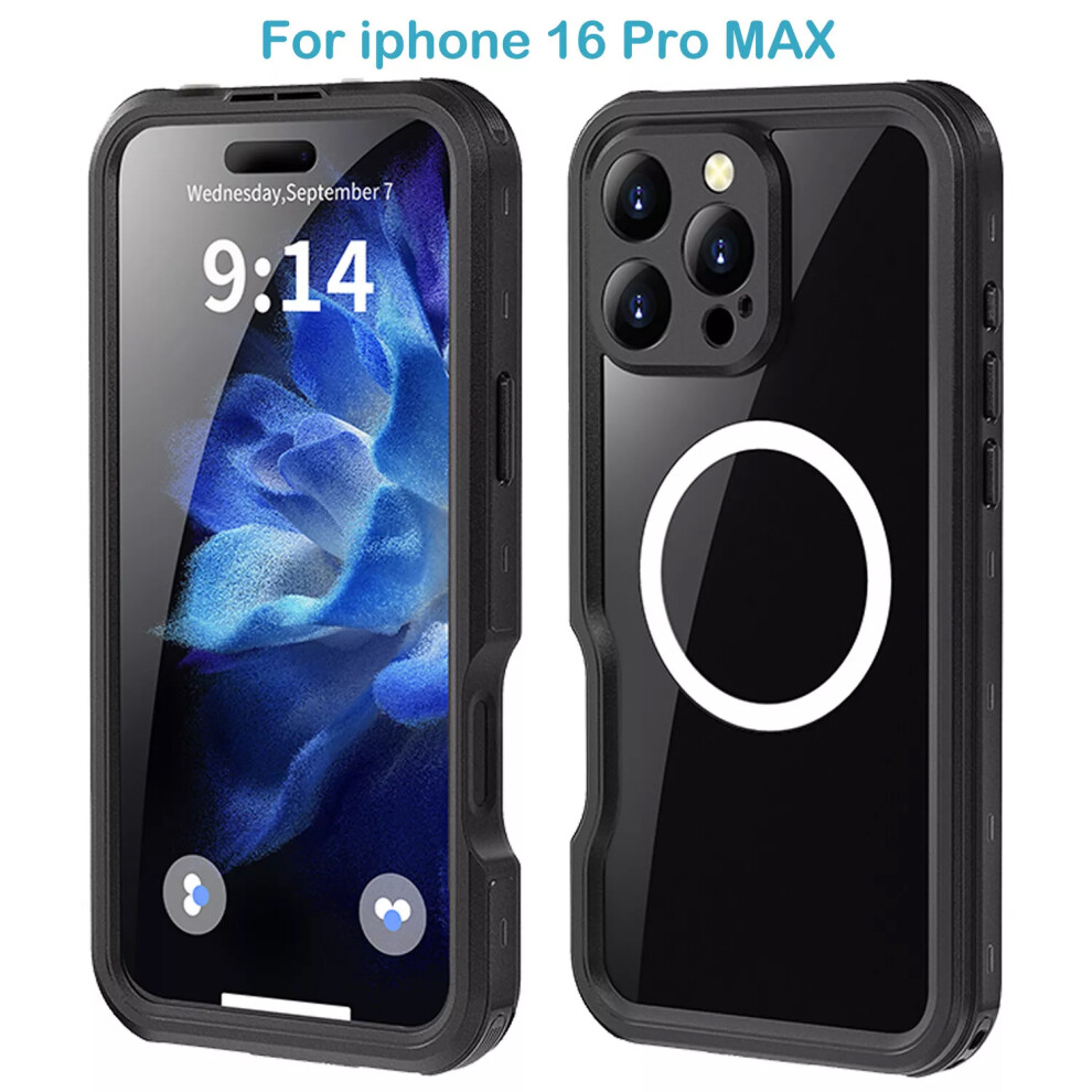 (For Iphone 16 Pro Max) Ip68 Waterproof 360Â°Full Body Protector Phone Case Black 5061060501826