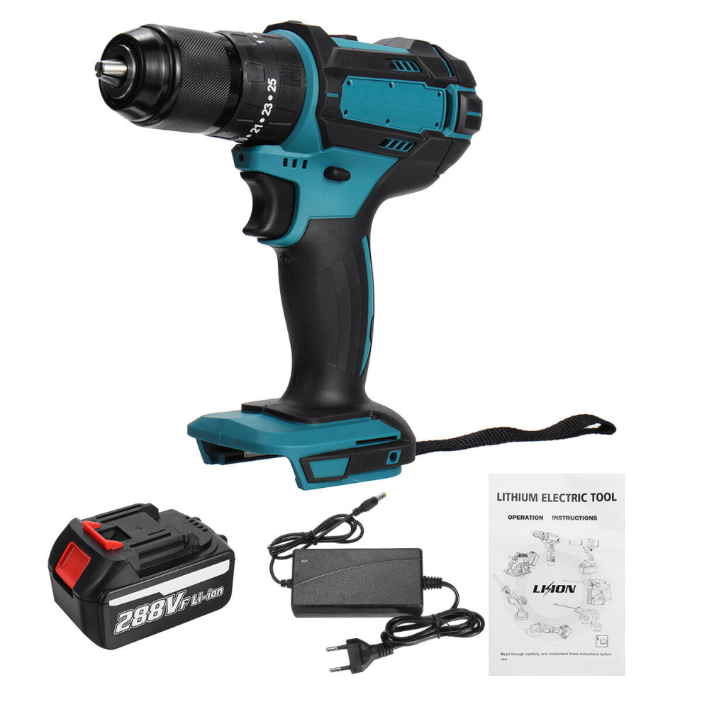 (One Battery, EU Plug) 13mm 800W Cordless Electirc Impact Drill Driver 25+3 Torque Electric Drill Screwdriver