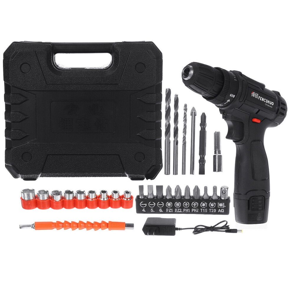 (EU Plug) 12V 1500mAh Rechargeable Electric Hand Drill Multifunctional Drill Household Repair Tool