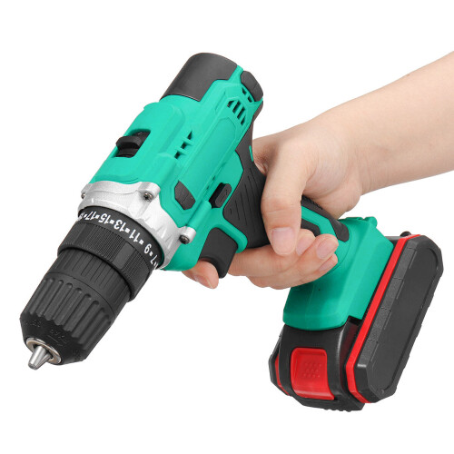 (Two Batteries) Cordless Electric Drill Rechargeable Drill Screwdriver Power Tool LED 2