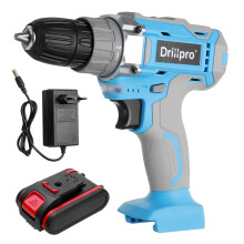 (Two Batteries EU Plug) 1200rpm 1.5AH Electric Drill Wood Drilling Screwdriver Woodworking Tool with Battery