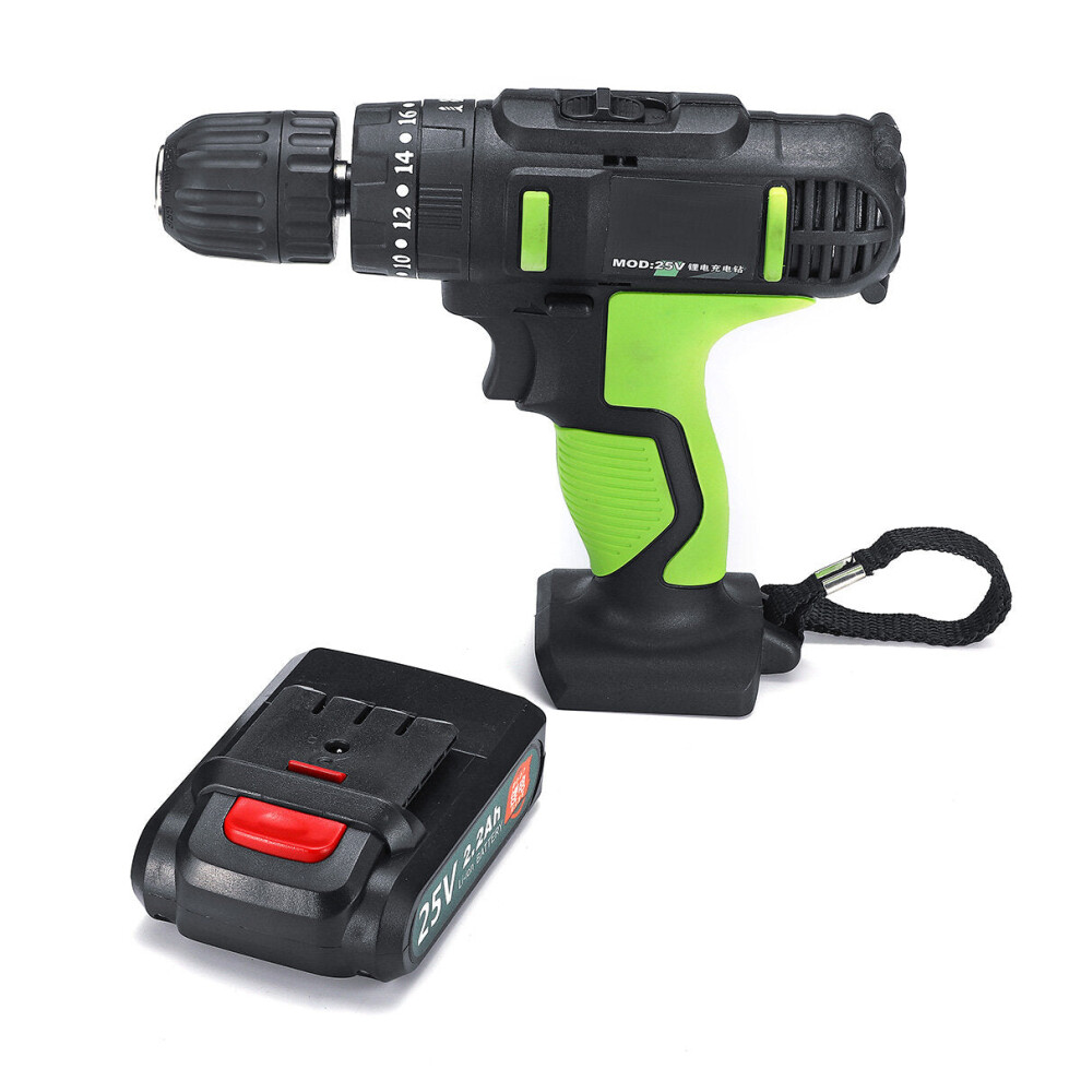 (1 Battery) 3 in 1 25V Cordless Impact Drill Double Speed Electric Screwdriver Li-ion Battery Rechargable Drill