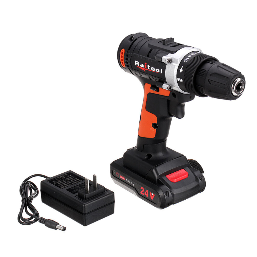 (24V) 12V/24V Lithium Battery Power Drill Cordless Rechargeable 2 Speed Electric Drill