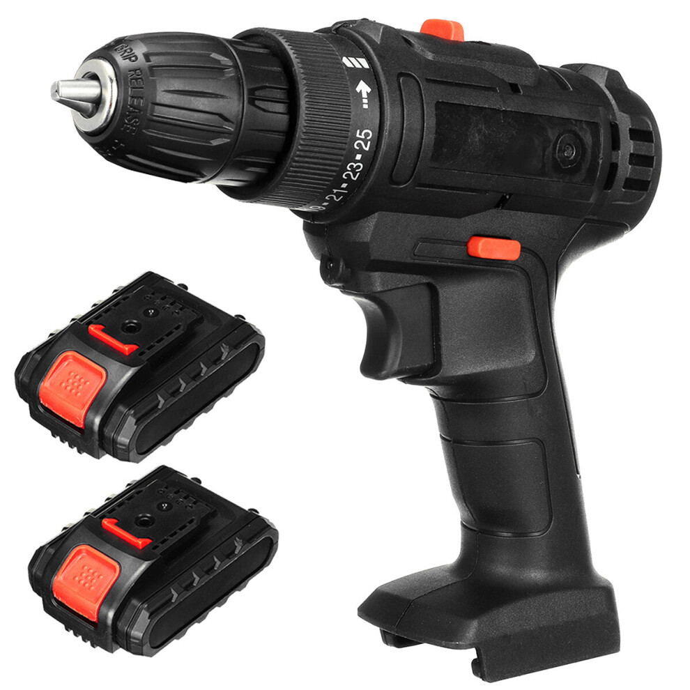 (Two Batteries US Plug) 21V 2 Speed Household Lithium Battery Cordless Drill Driver Power Drill Electric Drill With Battery