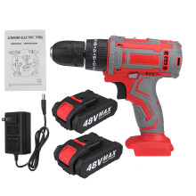 (Two Batteries) 48V Cordless Electric Drill Tool Kits Rechargeable Dual Speed 3 Stages Power Drill