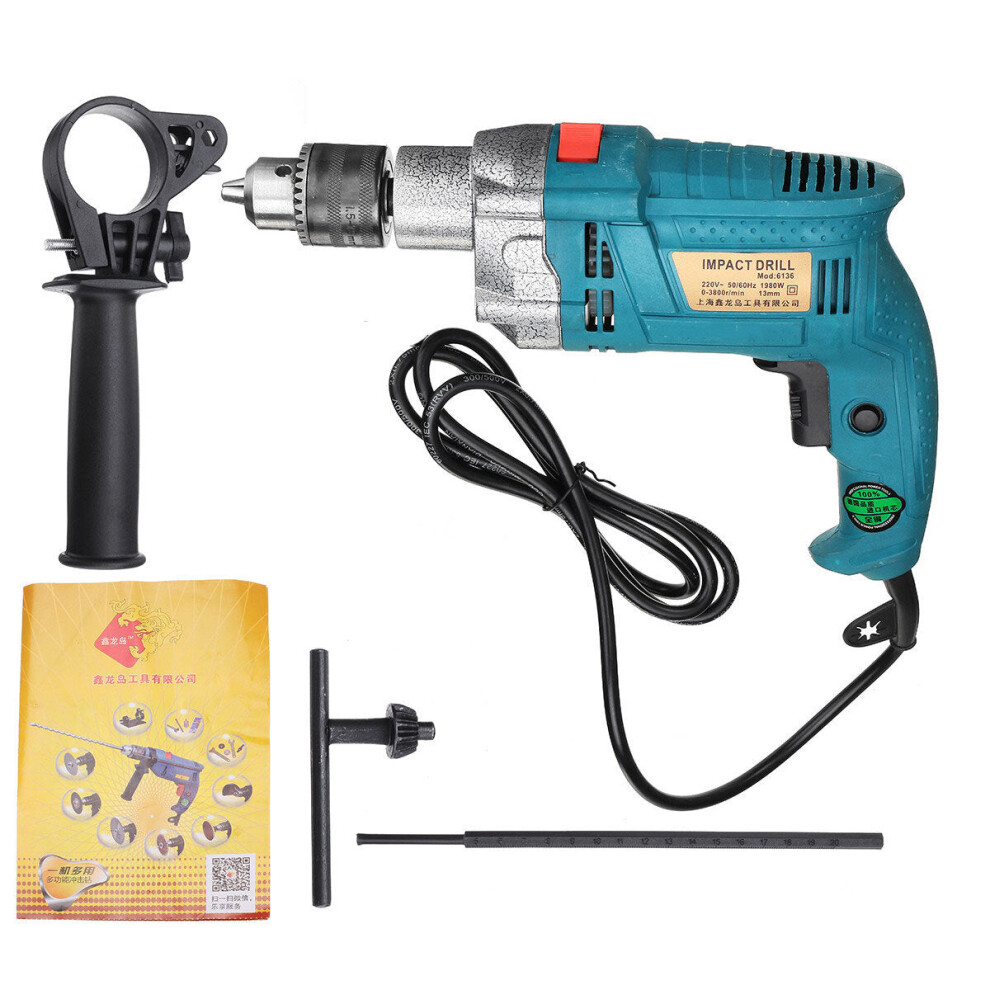 1980W 3800Rpm Electric Impact Drill 360 Rotary Skid-Proof Handle With Depth Measuring Scale Spinal Cooling System Hand Tool 1138392121078