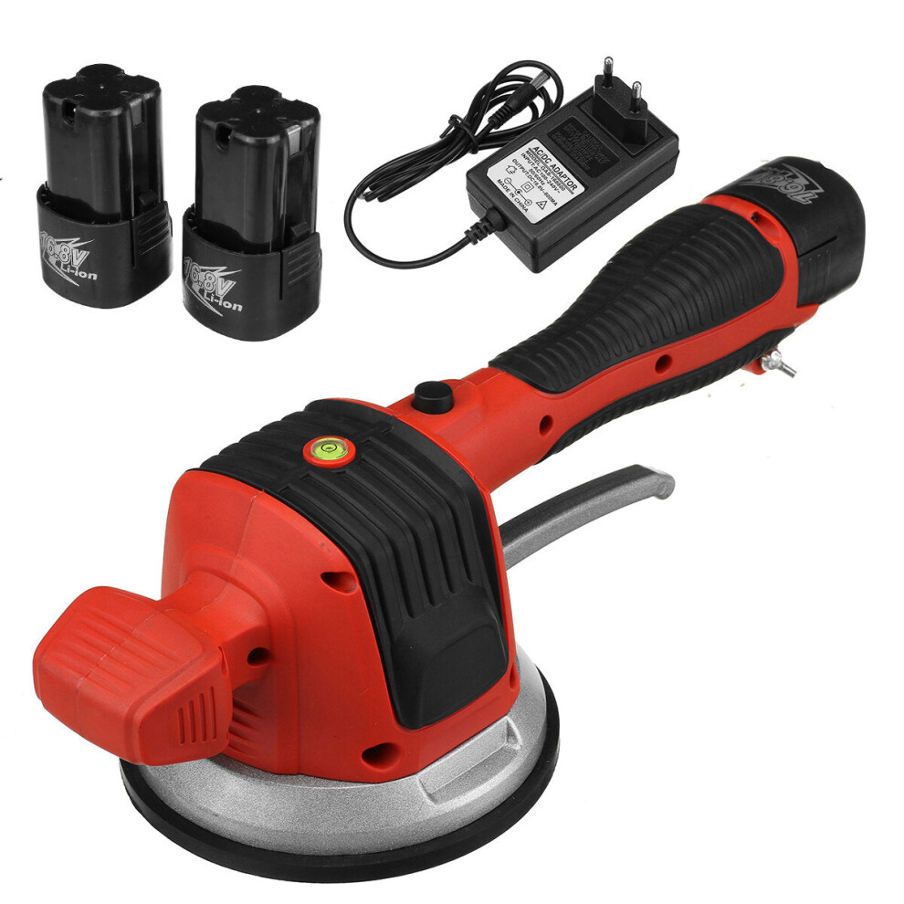 (Two Batteries, EU Plug) 110V-220V 12000RPM Electric Tile Tiling Machine Vibrator Suction LED 100KG 120x120cm Ceramic Floor