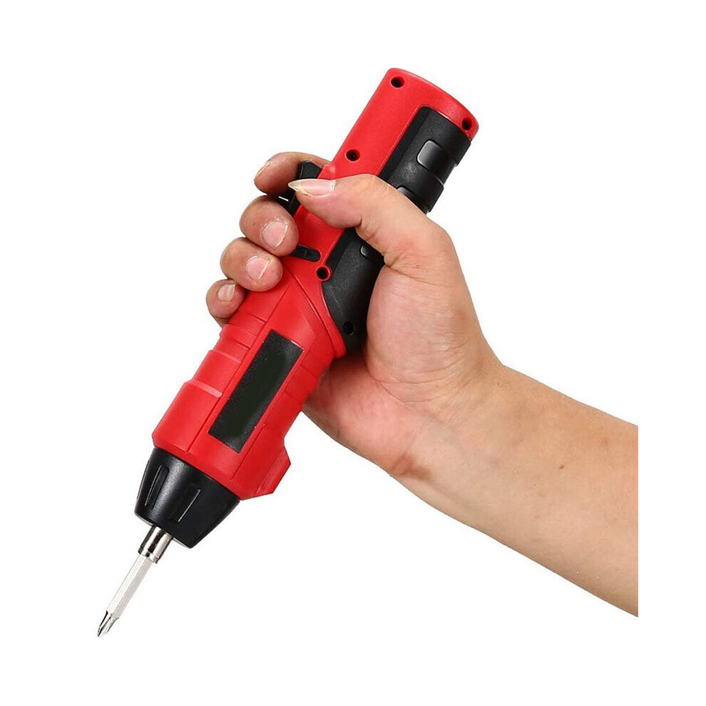 (Red, US Plug) 48Pcs 4.8V Cordless Electric Screwdriver Multi-function Rechargeable Electric Drill Household DIY Screwdriver Set