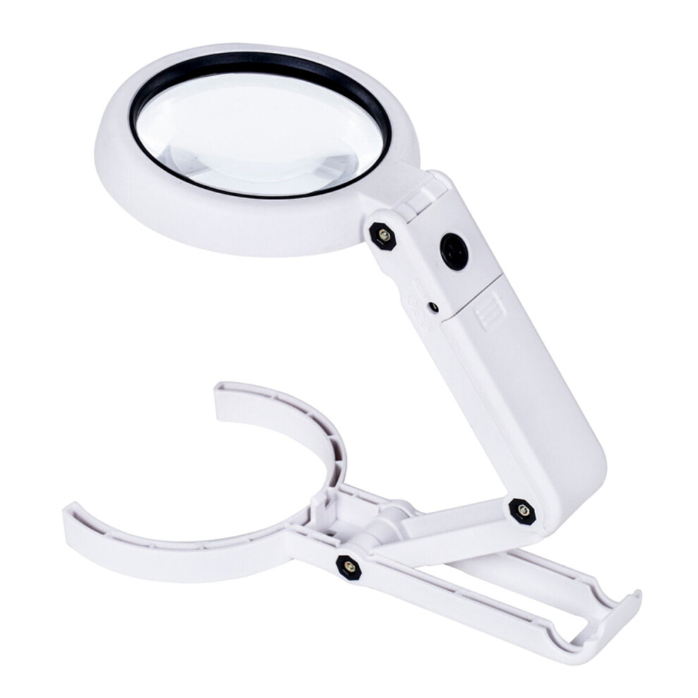 Greenzech Handheld Portable Foldable Lamp Illuminated Magnifier 5X 11X Magnifying Table 8 Led Lights Loupe Magnifier Screen For Newspaper