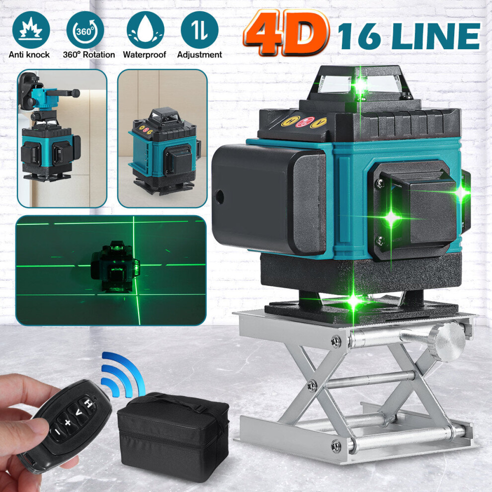 (EU Plug) 16 Line 4D 360 Horizontal Vertical Cross Green Light Laser Level Self-Leveling Measure Super Powerful Laser Beam