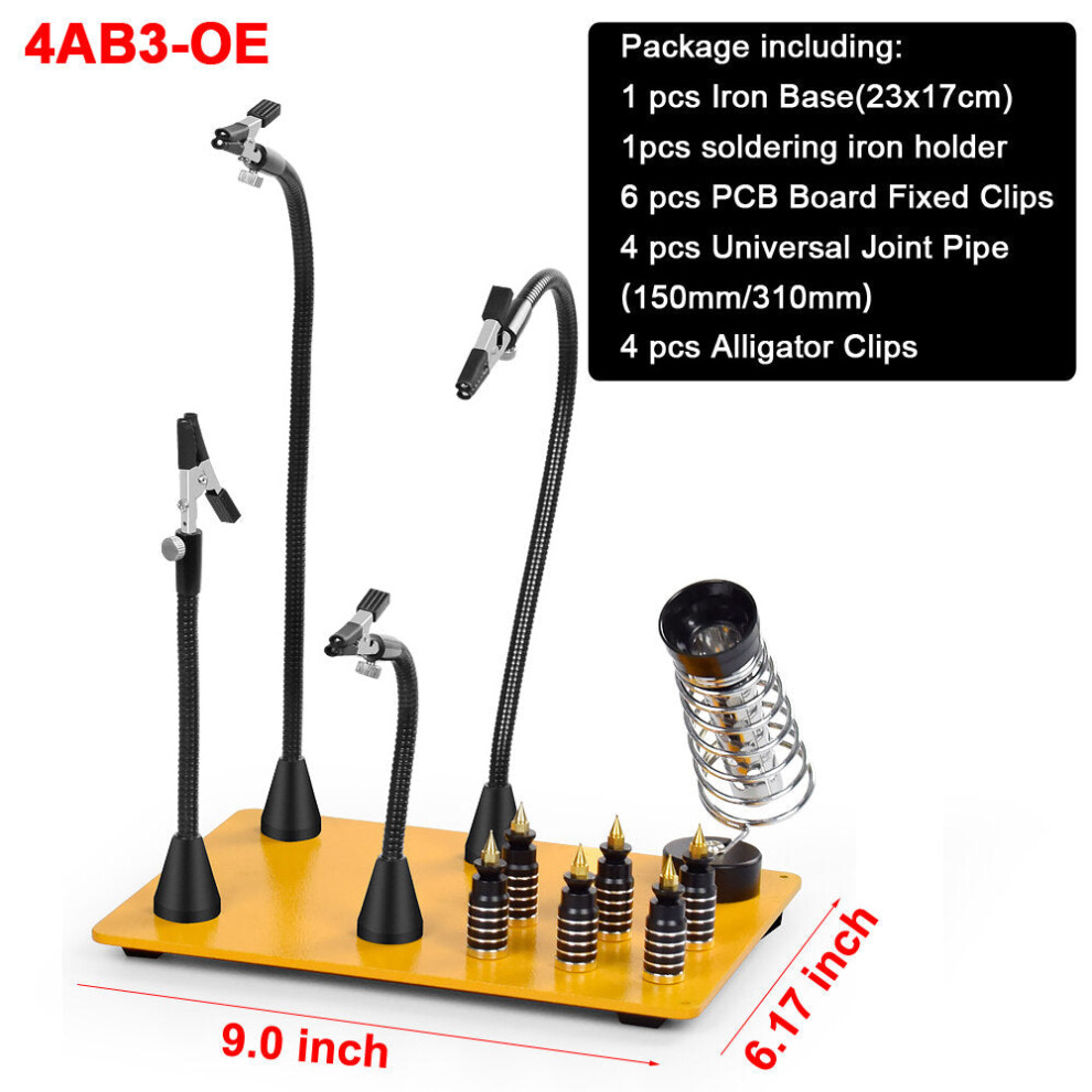 (4AB3-OE) Magnetic Base Soldering Welding Third Hand PCB Holder with 3X LED Illuminated Magnifier Lamp Welding Tool Kit