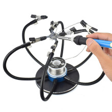 (Red) Soldering Iron Holder Soldering Station USB 6Pcs Flexible Arms Third Hand Welding Tool