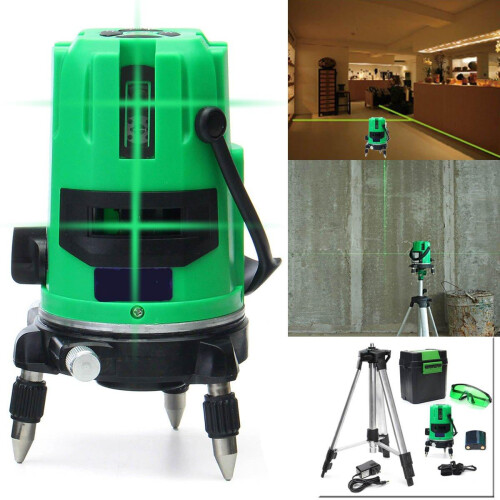 Green 2 Line 2 Points Laser Level 360 Rotary Laser Line Self Leveling with Tripod 1