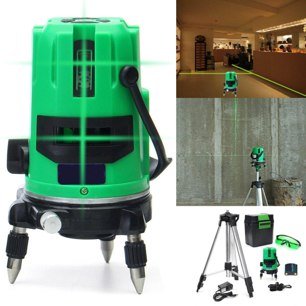 Green 3 Line 4 Points Laser Level 360 Rotary Laser Line Self Leveling with Tripod